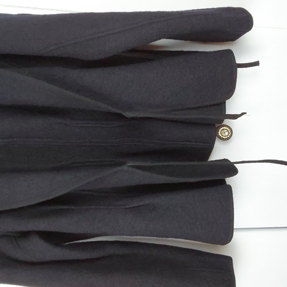 TSD Two Star Dog Black 100% Wool Minimalist Neutral Warm Wrap Coat Chic Sz.M - Picture 5 of 15